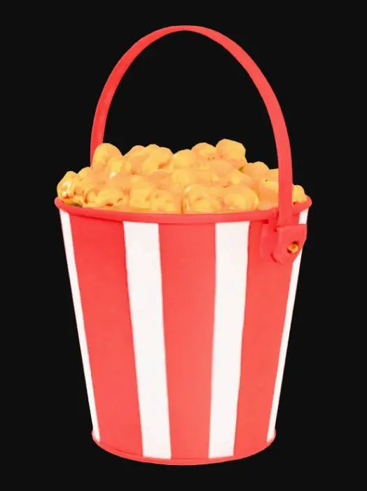 3D model for A red and white striped bucket full of popcorn