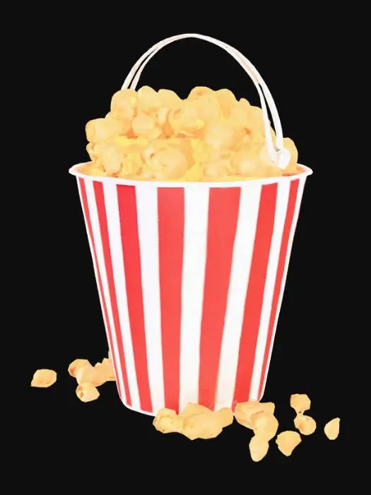 3D model for A red and white striped bucket full of popcorn