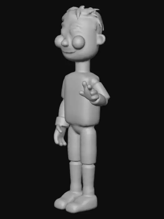 3D model for A brightly painted wooden ventriloquist puppet, full body