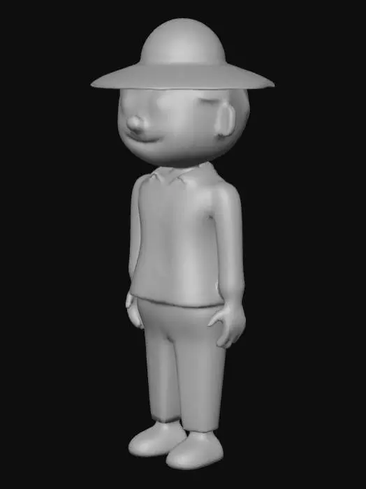 3D model for A brightly painted wooden ventriloquist puppet, full body