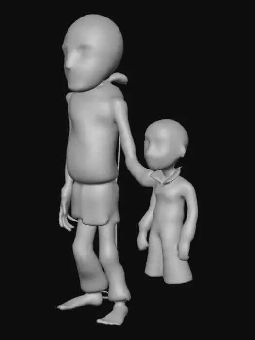 3D model for A plain creepy wooden ventriloquist puppet, full body