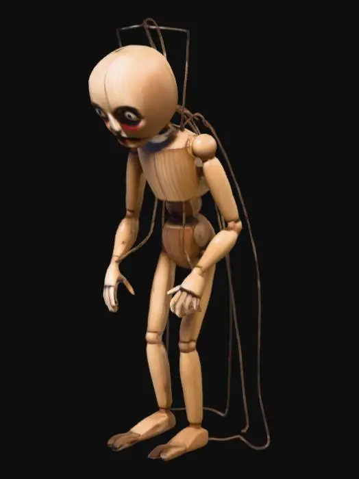 3D model for A plain creepy wooden marionette , full body