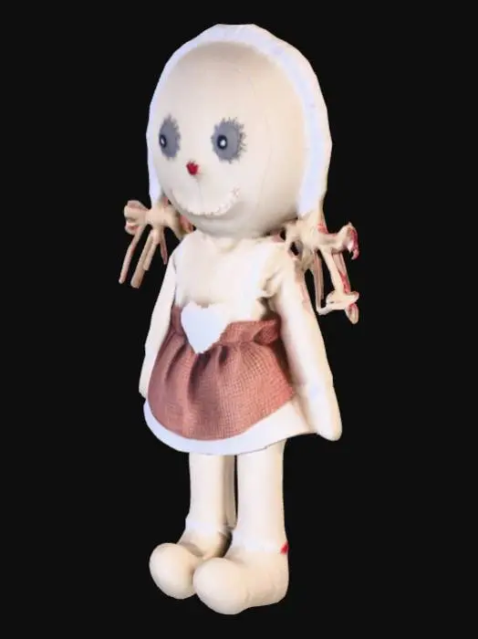 3D model for a cheerful plain rag doll