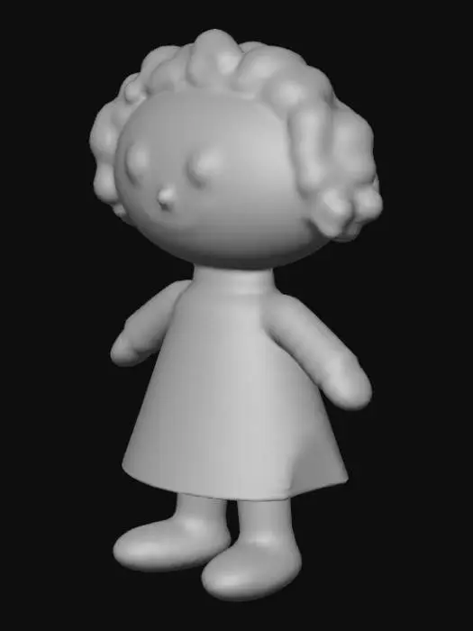 3D model for a cheerful plain rag doll