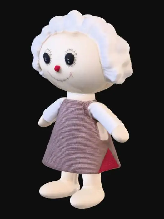 3D model for a cheerful plain rag doll