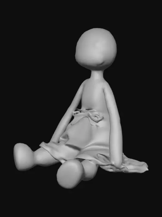 3D model for a plain hessian rag doll sitting down