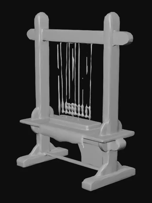 3D model for medieval Lacework being made on a frame with bobbins