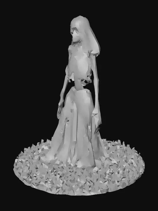 3D model for A decaying skeleton standing wearing a rotting wedding dress