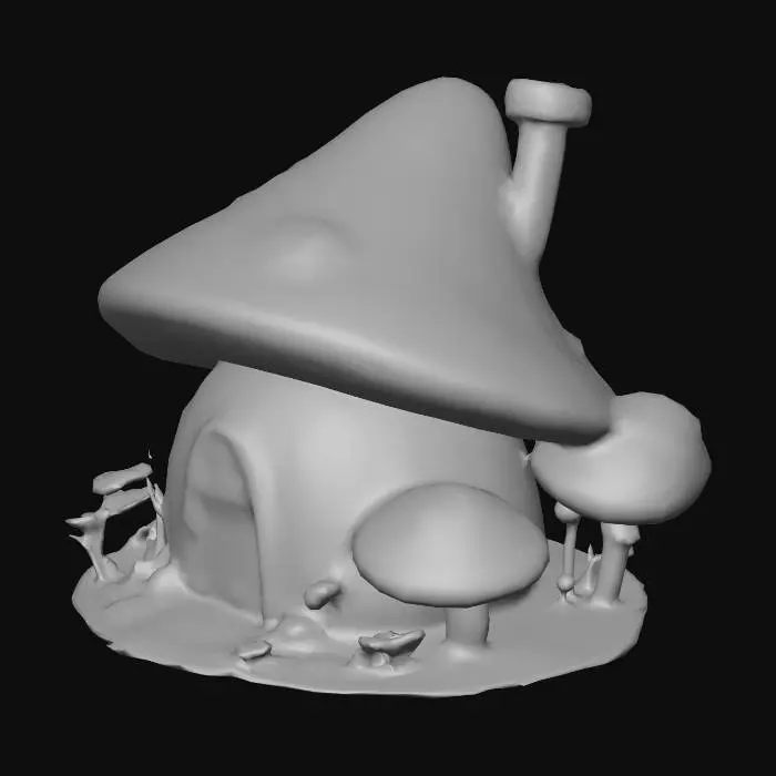 3D model for A quaint bright and colourful mushroom home