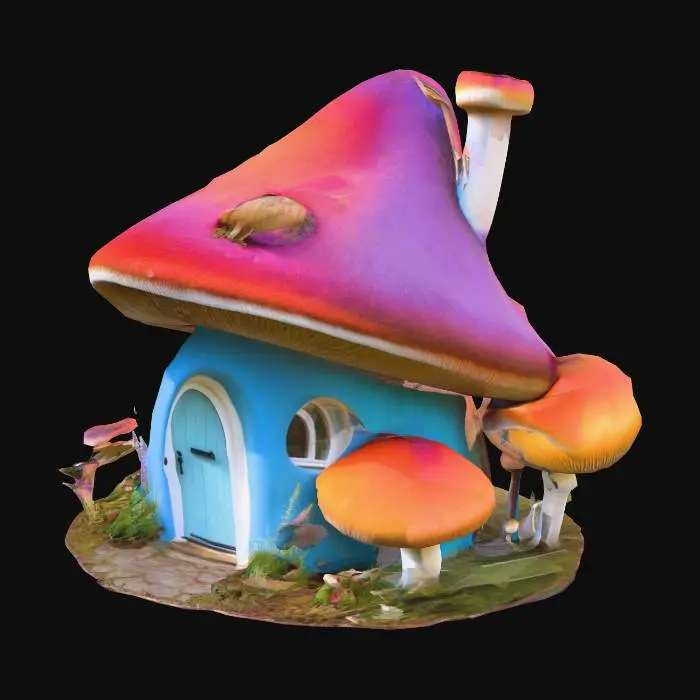 3D model for A quaint bright and colourful mushroom home
