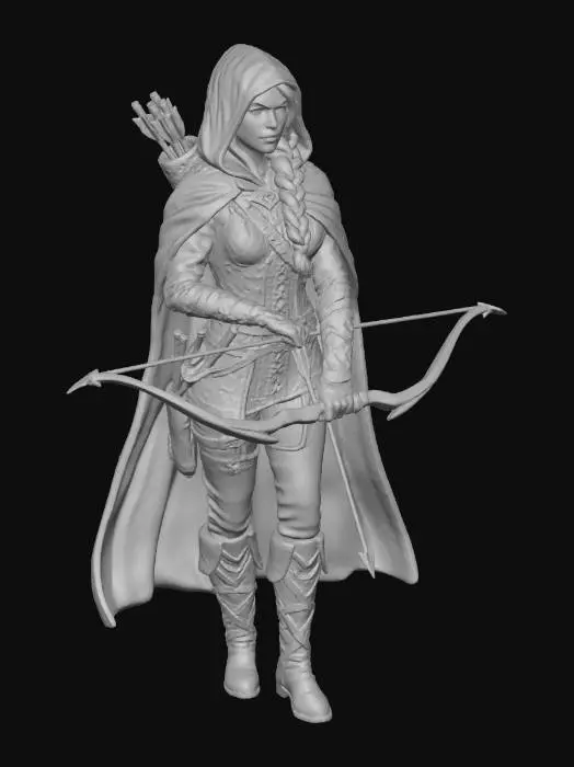 3D model for Half-drow female ranger