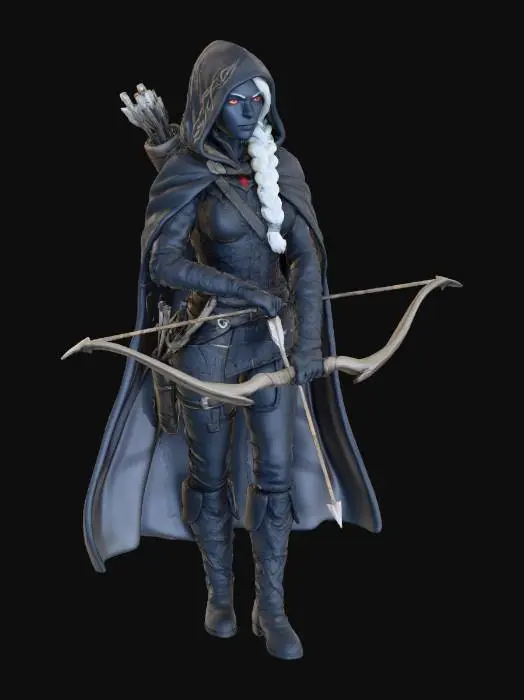3D model for Half-drow female ranger