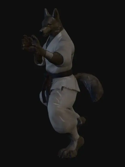 3D model for Karate Wolf in Bamboo Forest