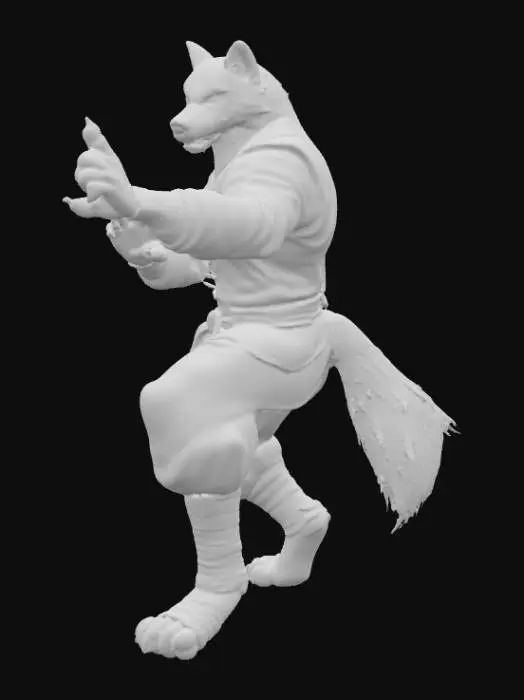 3D model for Kung Fu Wolf, #PBR#