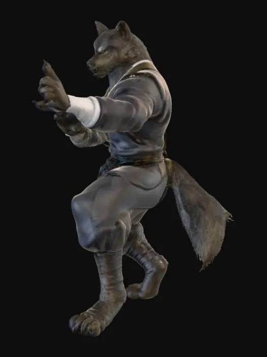 3D model for Kung Fu Wolf, #PBR#