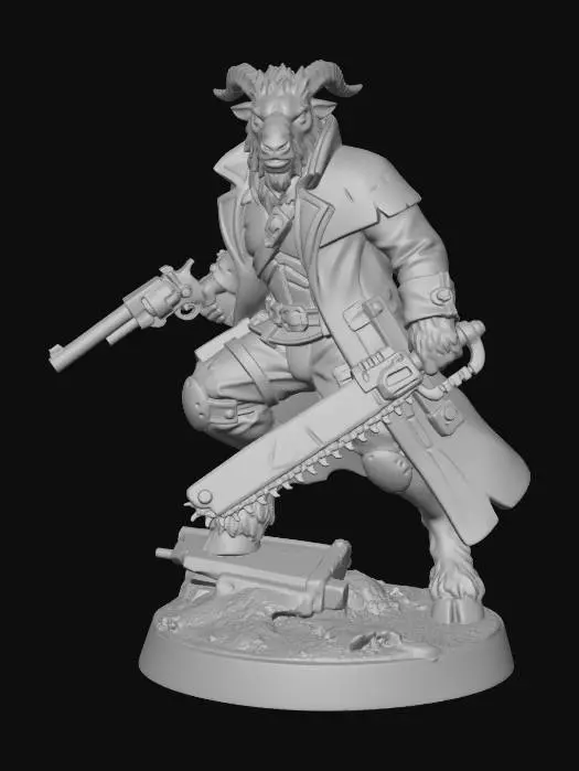 3D model for Horned Gunslinger with Chainsaw