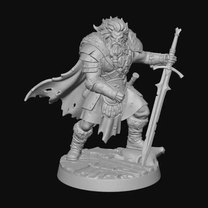 3D model for Dwarven Warlord with Greatsword