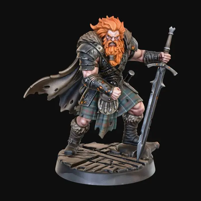 3D model for Dwarven Warlord with Greatsword