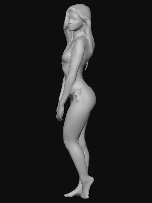 3D model for bikini girl with brown hair and blue eyes and she and long hair
