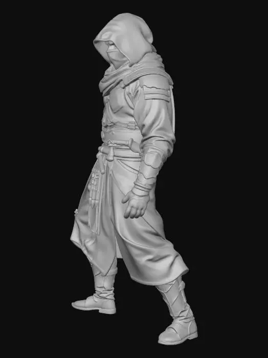 3D model for huge ninja man wear black suit of ninjas