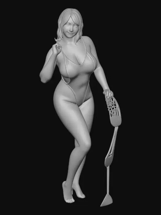 3D model for Unknown Woman in Black Swimsuit