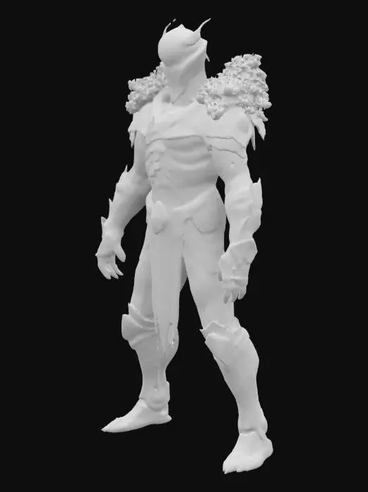 3D model for Abyssal Pearl Sentinels
Male: "A male deep-sea enforcer with skin like blackened mother-of-pearl, its iridescent surface shifting between indigo and emerald hues. His armor consists of interlocking coral plates fossilized into white jade, each joint oozing viscous bioluminescent fluid that traces identical glowing pathways down both sides of his body. Clusters of living blue coral grow in mirror-image formations across his shoulders."