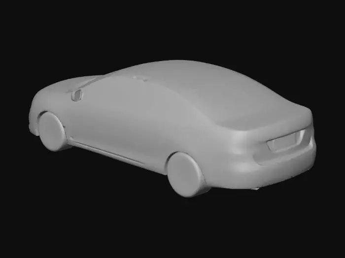 3D model for Blue sedan on white backdrop