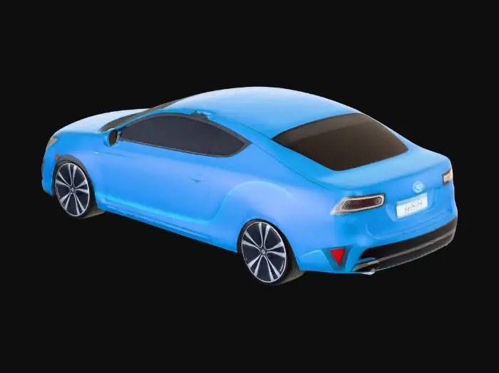 3D model for Blue sedan on white backdrop