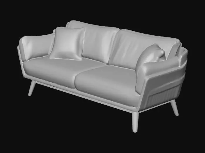 3D model for Mid-Century Modern Gray Sofa