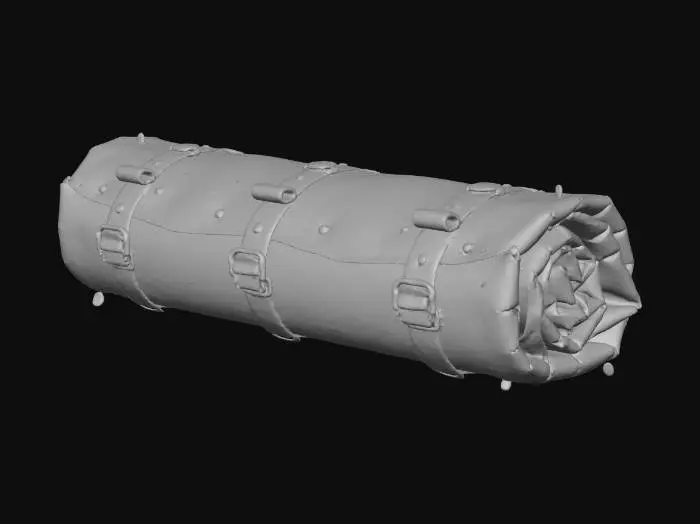 3D model for medieval leather bedroll rolled