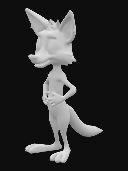 3D model for willy the coyote, tall, symmetry, realistic, game, A pose 