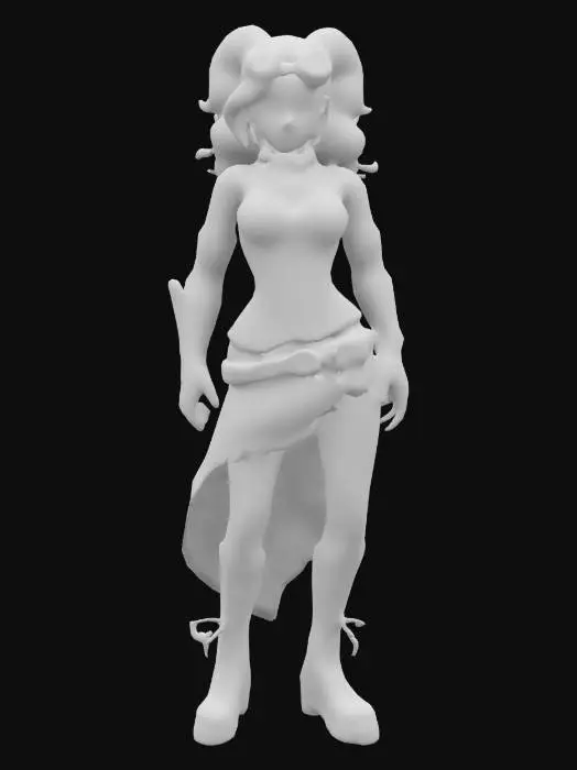 3D model for Steampunk girl, good proportions, A pose, feet apart