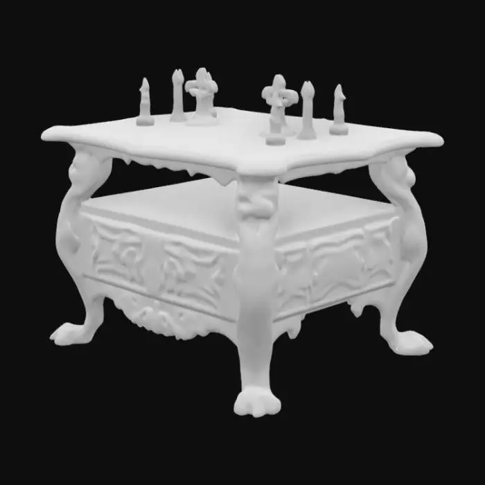 3D model for i want a horror table with drawers and black colour and it should be horror