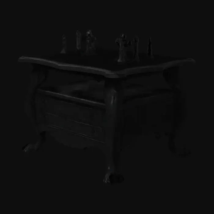 3D model for i want a horror table with drawers and black colour and it should be horror