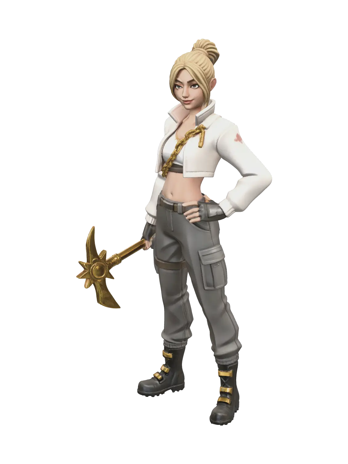 Realistic Aura Fortnite 3D model, vytvořený pomocí AI