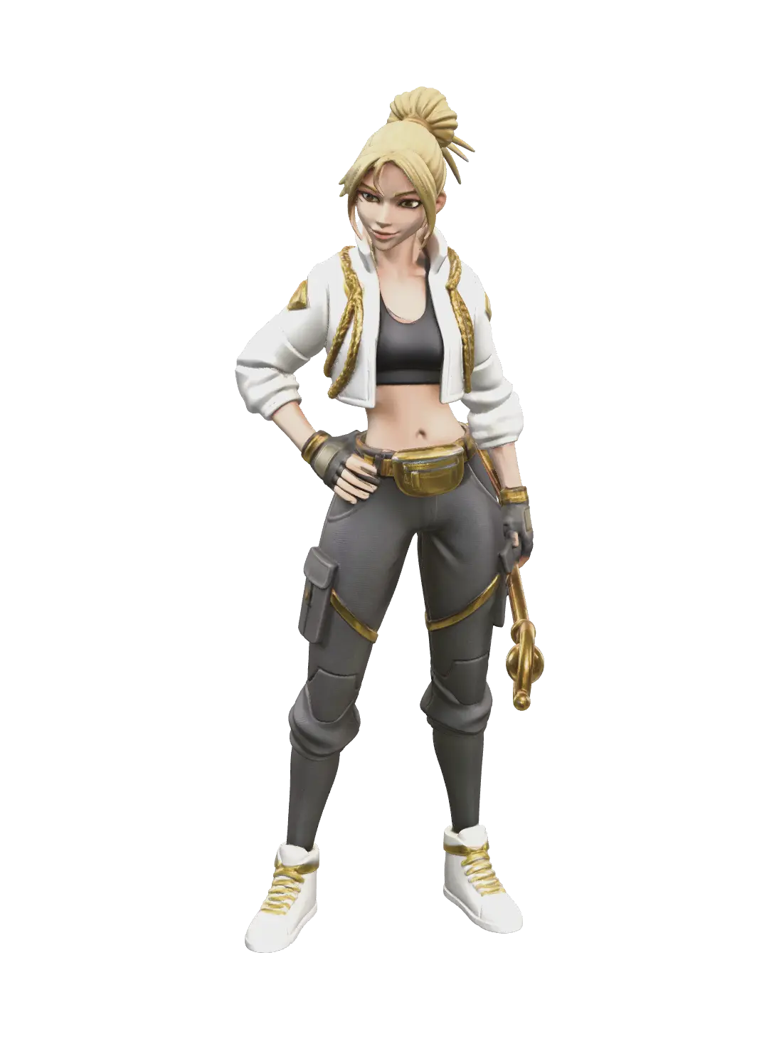Low-Poly Aura Fortnite 3D model, vytvořený pomocí AI