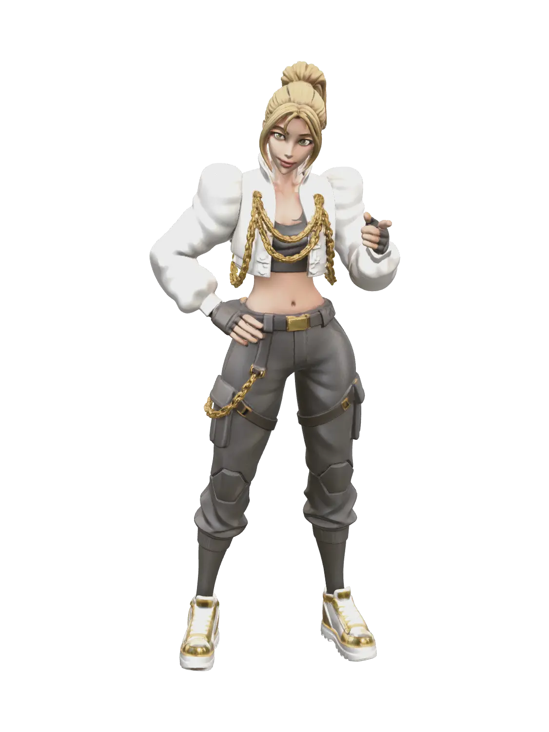 Realistic Aura Fortnite 3D model, vytvořený pomocí AI