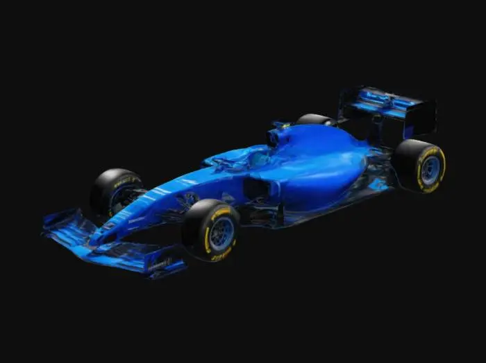 3D model for Formel 1 wagen in den Farben blau schwarz
