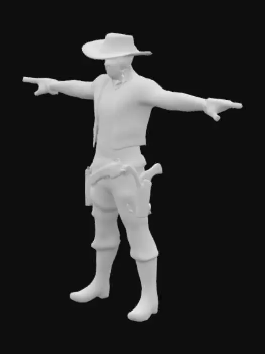 3D model for Ninja, Cowboy, T-pose, Full Body, Ultra Realistic, Highly Detailed, Polished.