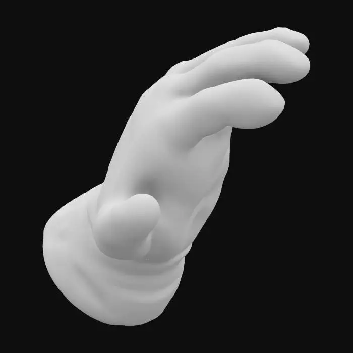 3D model for Design a 3D model of Thanos' hand in a powerful pose, inspired by the Infinity Gauntlet. Include detailed engravings, gemstone slots, and intricate patterns to resemble the gauntlet from the Marvel universe. Focus on realistic proportions, smooth surfaces, and sharp edges. Ensure the fingers are slightly curled as if holding power, and design the palm to allow for customizations like holding objects or integrating LEDs for lighting effects