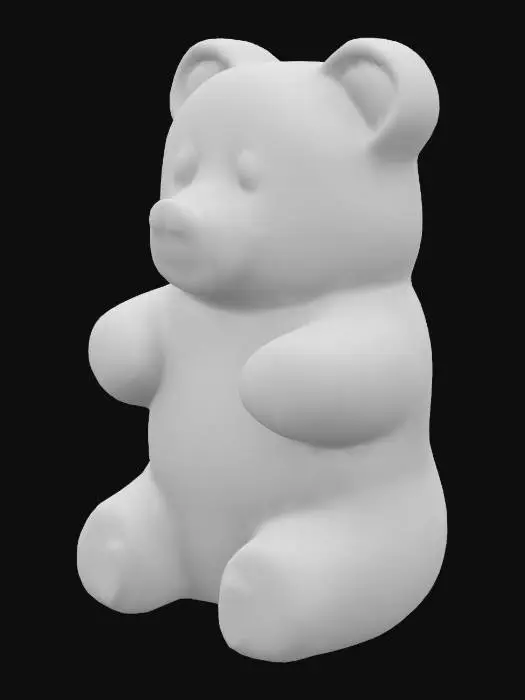 3D model for translucent red gummy bear, squishy and slightly shiny, hype realistic, 4k