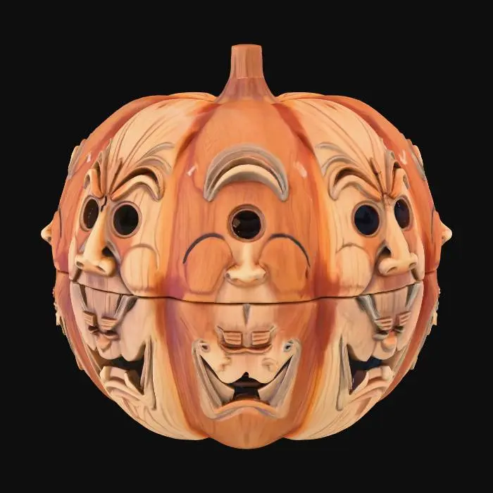 3D model for Wooden Pumpkin Faces, #Halloween2025#
