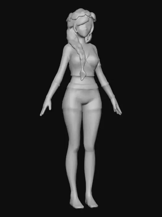 3D model for Anime lady braid