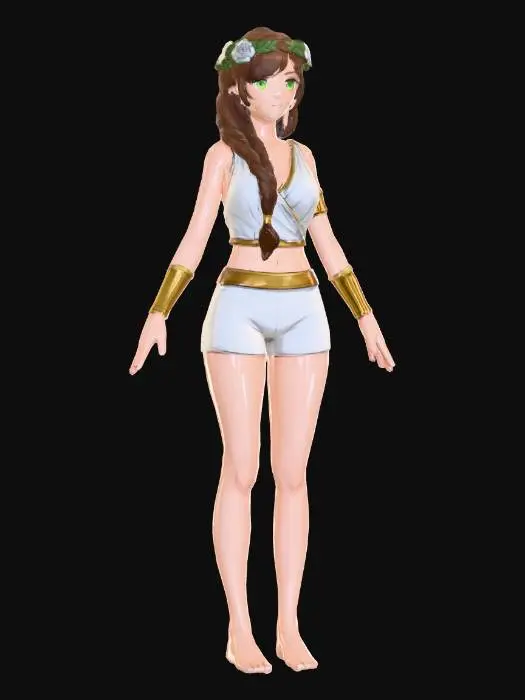3D model for Anime lady braid