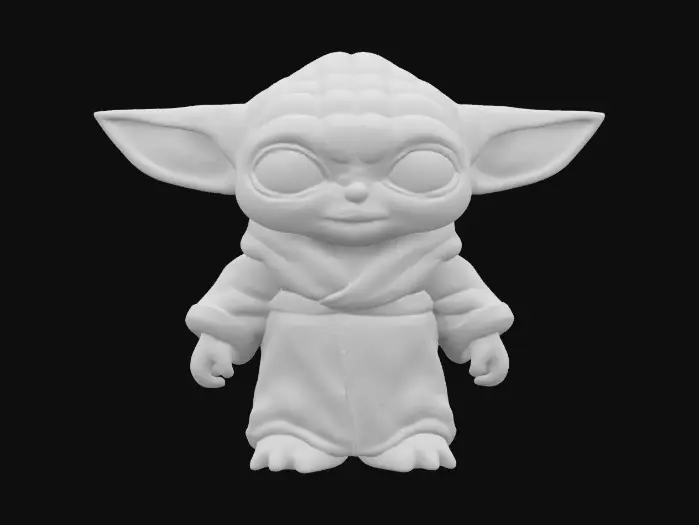 3D model for A YODA for starters . .Chibi art style. Thick lines. Deep and bold embossed and engraved details. Well-defined and bold edges. Sculpted blocky style. Highly detailed. Highly stylized.