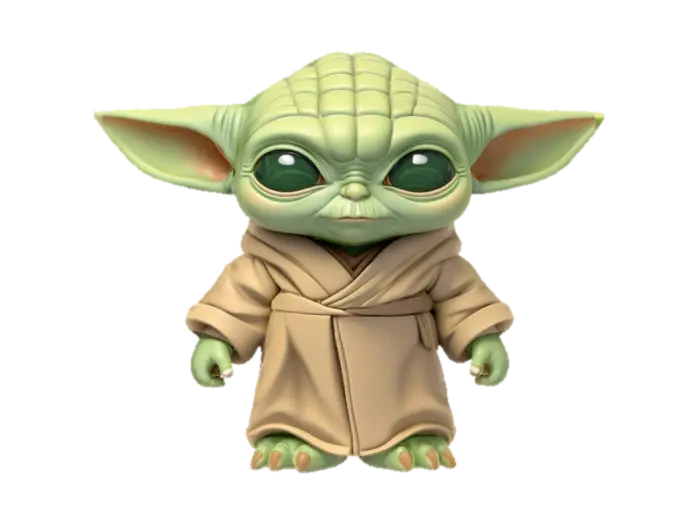 A YODA for starters . .Chibi art style. Thick lines. Deep and bold embossed and… - Jedi 3D model, vytvořený pomocí AI