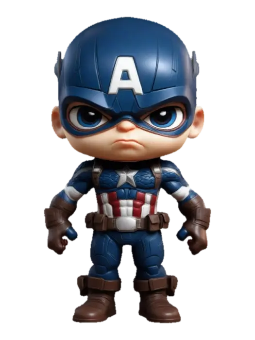 Captain America. Muscular body. Menacing expression. Chibi art style.… - Detailed-3D-modell, genererad av AI