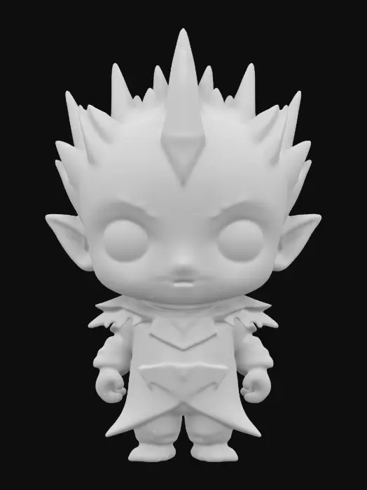 3D model for A White Walker from A Game Of Thrones. Chibi art style. Clearly defined features. Highly stylized. Highly detailed. All walls and features at least 2mm thick. Include bold, recessed features with a depth of at least 2mm. Maintain sharp, clean lines with no unnecessary fine or jagged edges. Design embossed features to rise at least 2mm above the surface. Recess etched details at least 2mm deep for clarity.
