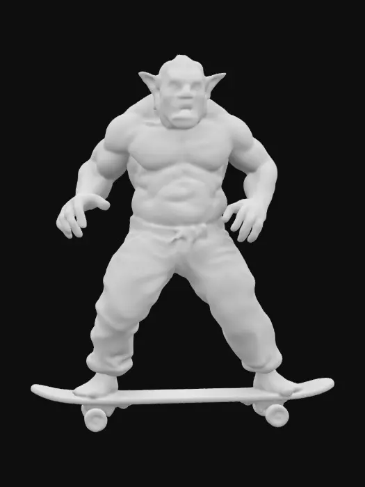 3D model for A Wild Ogre , wearing casual skateboarding slacks