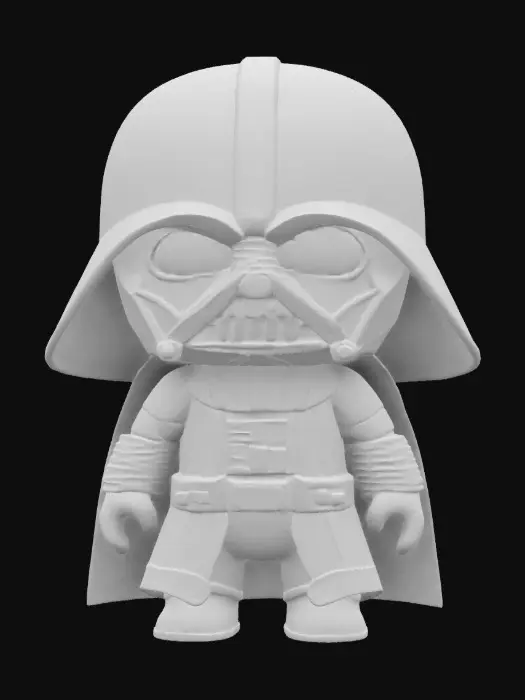 3D model for A Daft Vader for starters . .Chibi art style. Thick lines. Deep and bold embossed and engraved details. Well-defined and bold edges. Sculpted blocky style. Highly detailed. Highly stylized.